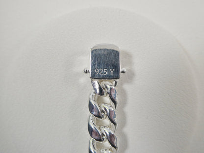 Real 9mm 925 Sterling Silver Miami  SEMI SOLID Link Chain Box Lock Clasp