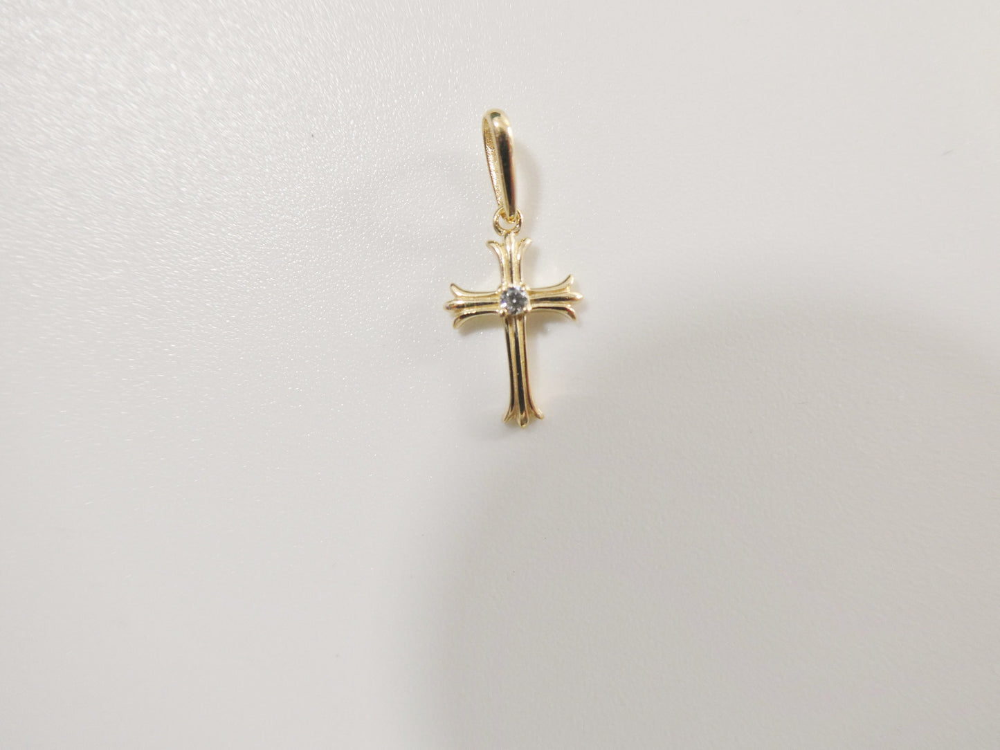 14k real solid yellow gold cross pendent and cable necklace