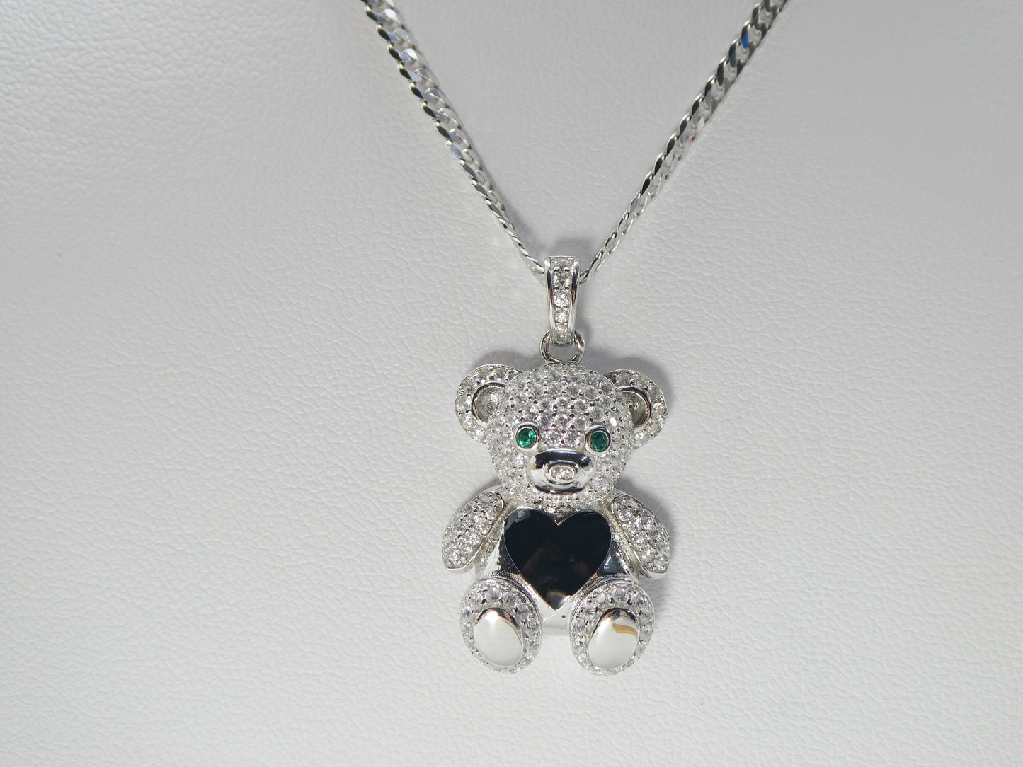 925 sterling silver enamel color teddy bear set chain and pendent