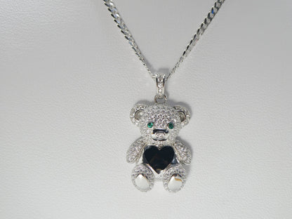 925 Sterling Silver Enamel Color Teddy Bear Set Chain and Pendent
