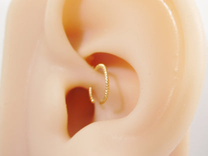 14k Real Solid Yellow Gold Hoop Earring Cartilage Daith Ring Piercing