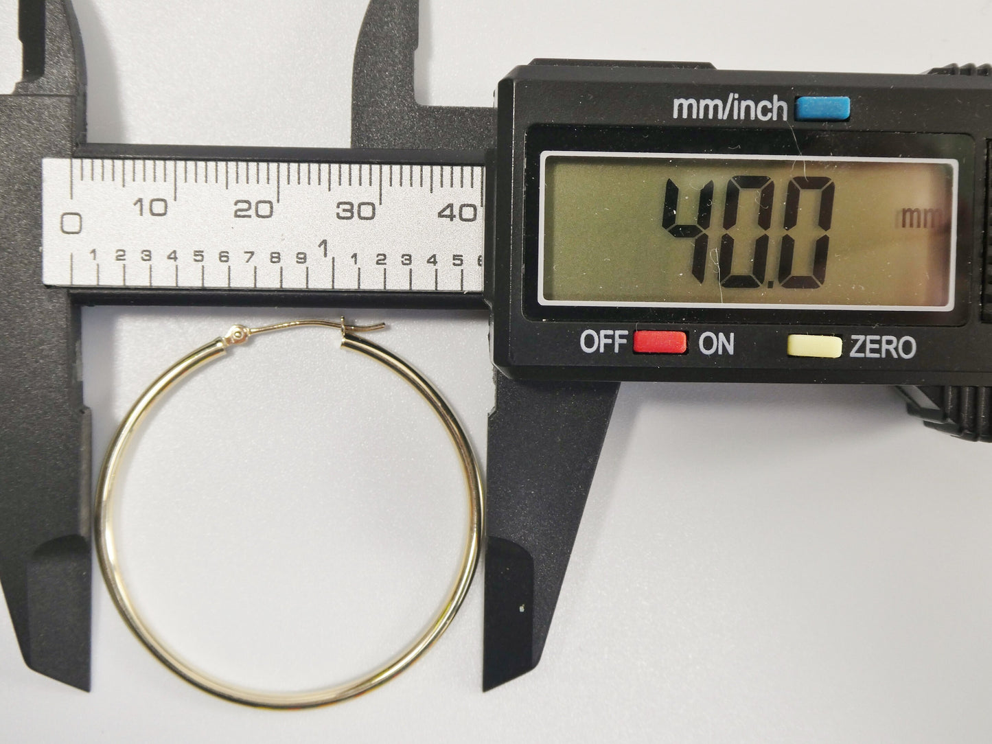 14K Solid Yellow Gold Hoop Earrings, 40mm