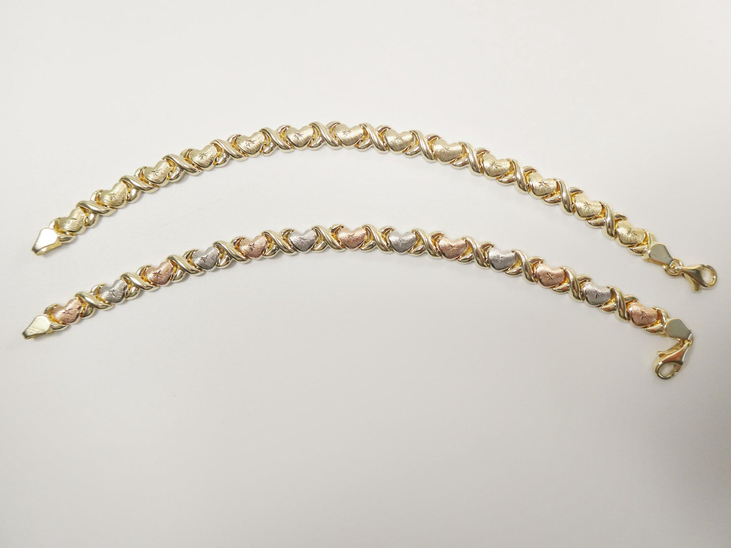 real 10k solid yellow gold 6 inch children/women xo heart bracelet