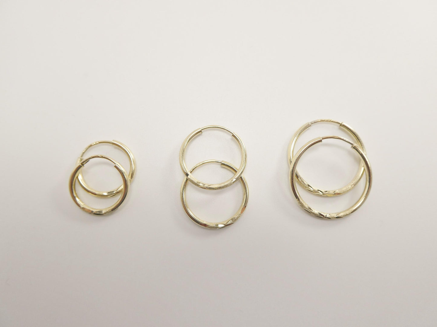 10k real solid yellow gold 2mm tube diamond cut endless hoop earrings