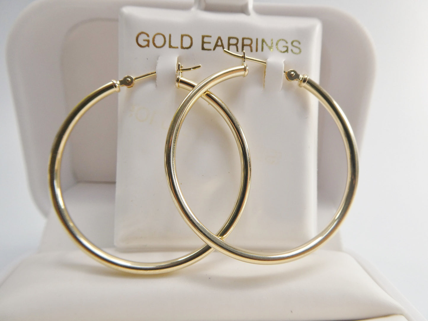 10k real solid yellow gold 2mm tube super polish hoop earrings