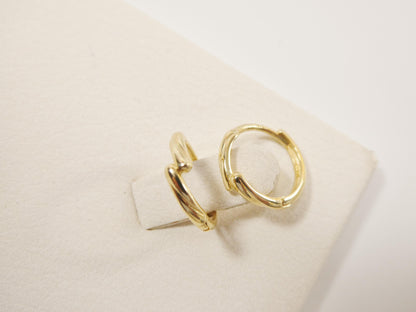 Real 10k Solid Yellow Gold Designer Hoop Huggie Earrings