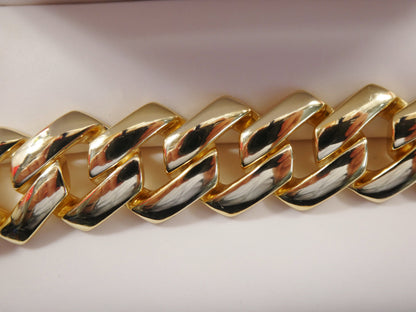 14MM Real 925 Sterling Silver 14k Yellow Gold Color Monaco Bracelet