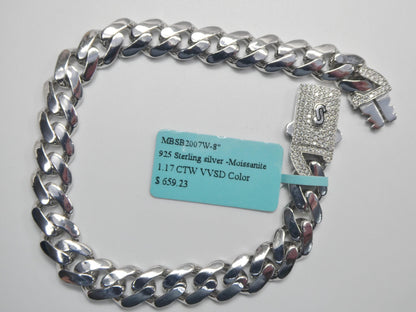 9mm Monaco Link Chain Necklace Vracelet Moissanite Real 925 Sterling Silver