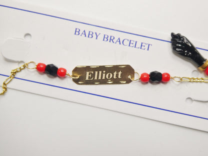 Real 10k Solid Yellow Gold 5 inch Azabache Boy Girl Baby Bracelet