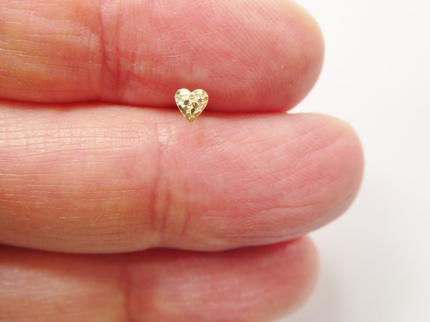 14k real solid yellow gold heart nose stud ring
