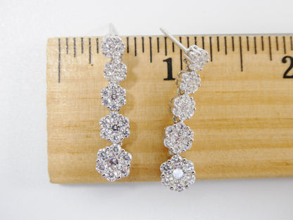 Real 925 Sterling Silver Micro Pave Setting 14k White Gold Color Finish Drop Earrings