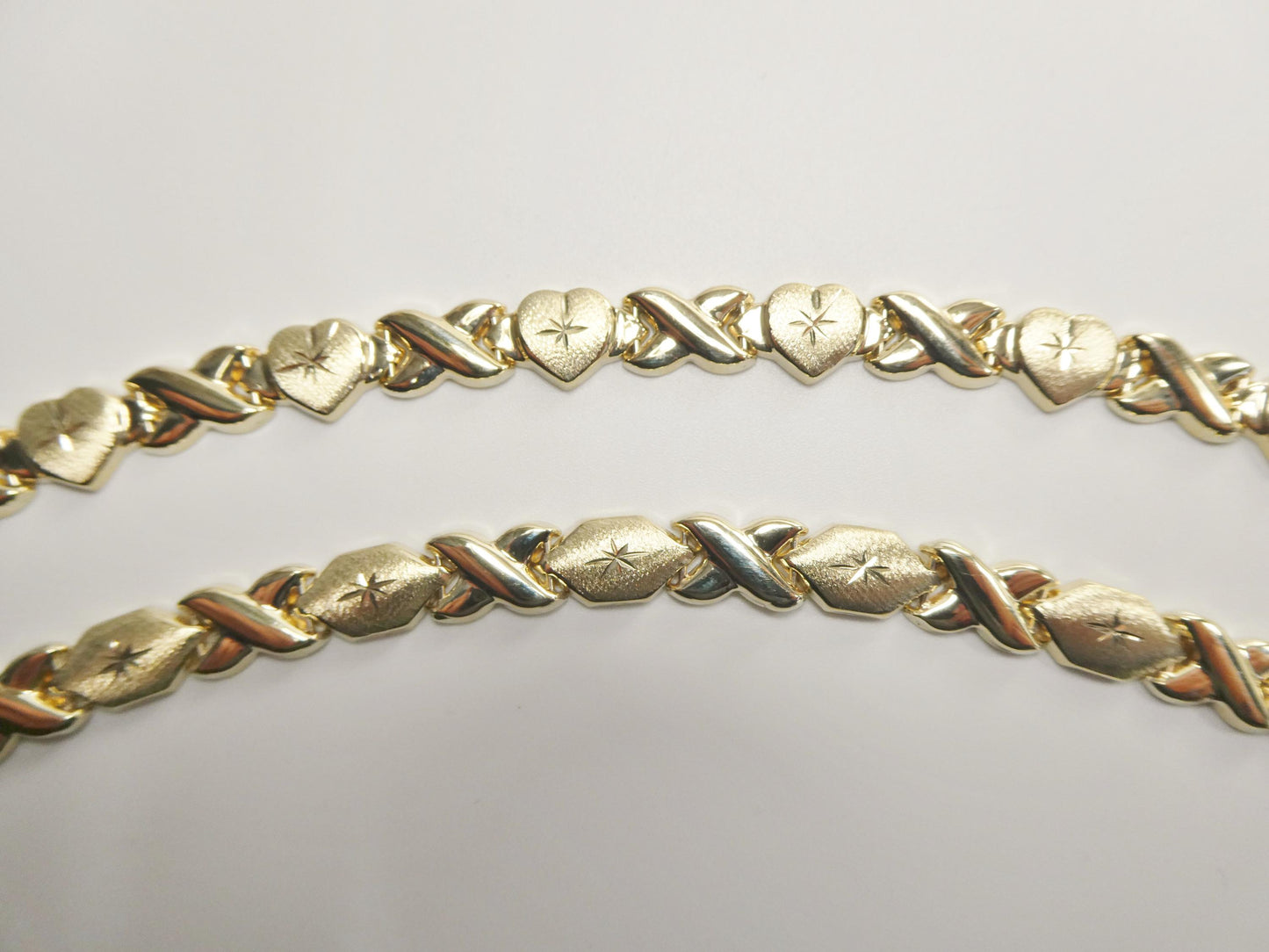 real 10k solid yellow gold xoxo hugs and kisses 7 inch and 8 inch stampato bracelet
