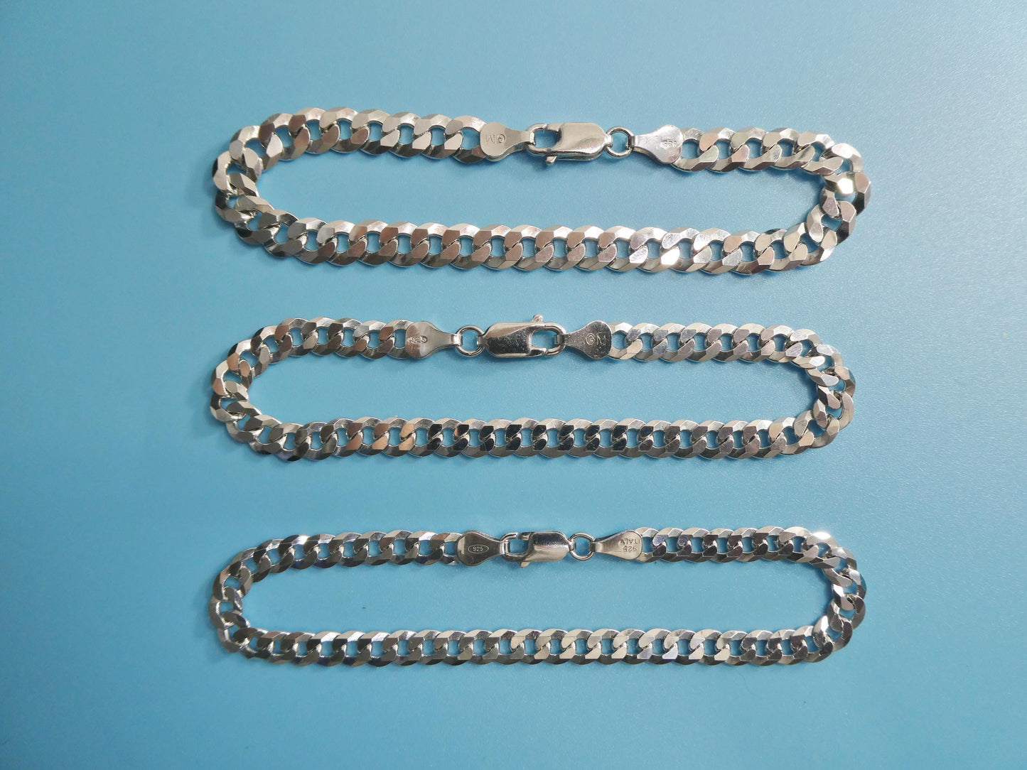 real 925 sterling silver 8 inch curb bracelet