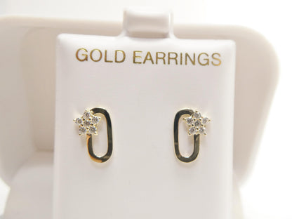 Real 10k Solid Yellow Gold Design Paperclip Push Post Earrings