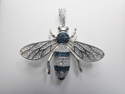 Real Solid 925 Sterling Silver Large Honey Bee Pendent