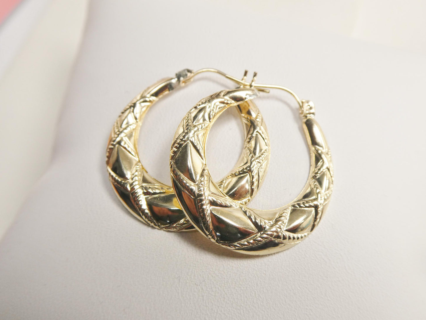 10k real solid yellow gold classic large design earrings