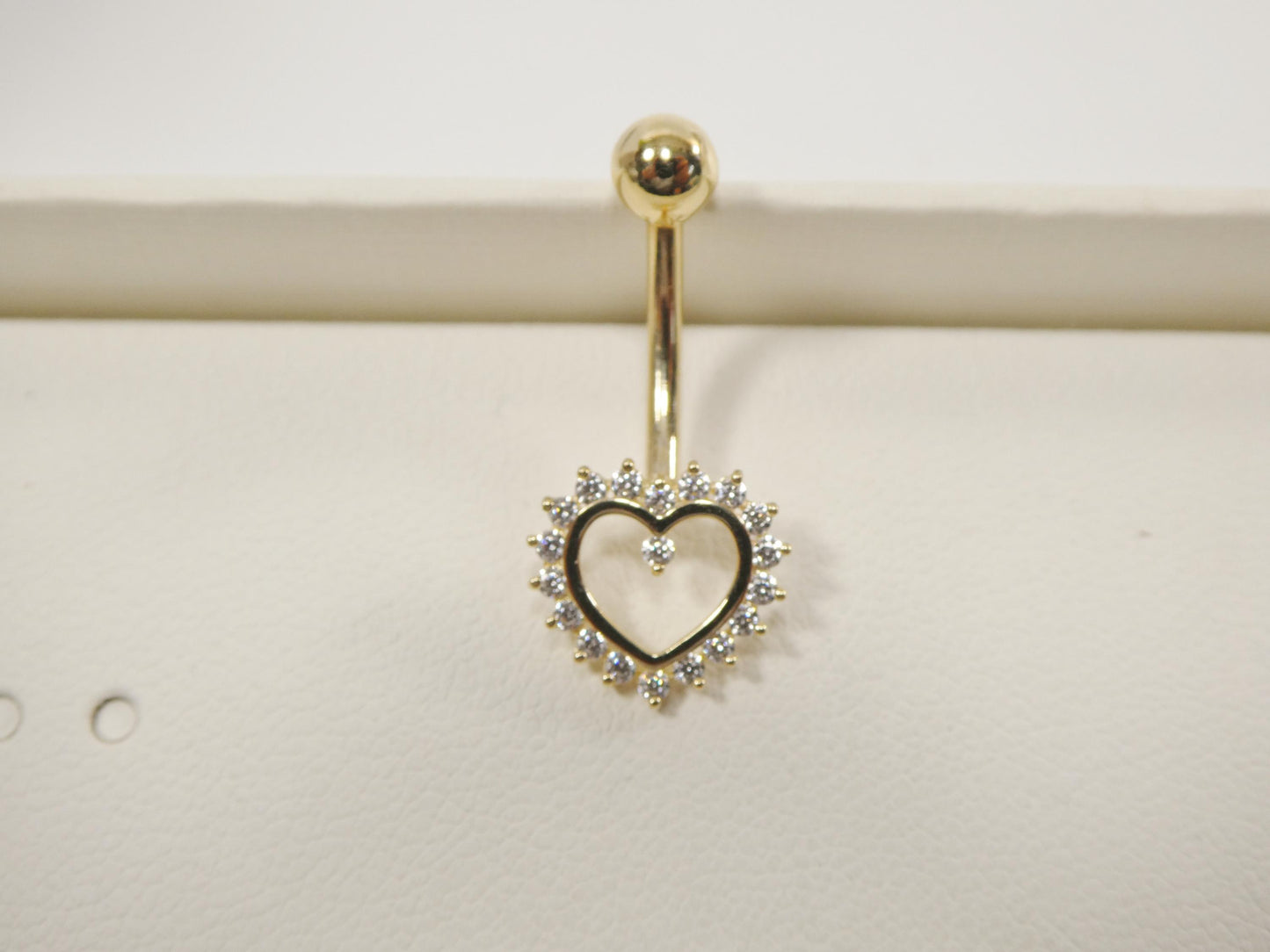14k real solid yellow gold heart belly button ring piercing
