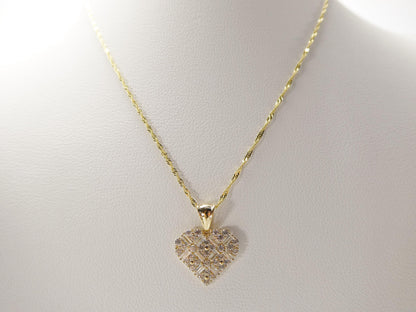 10k Real Solid Yellow Gold 16 Inch Chain & Heart Pendent Set