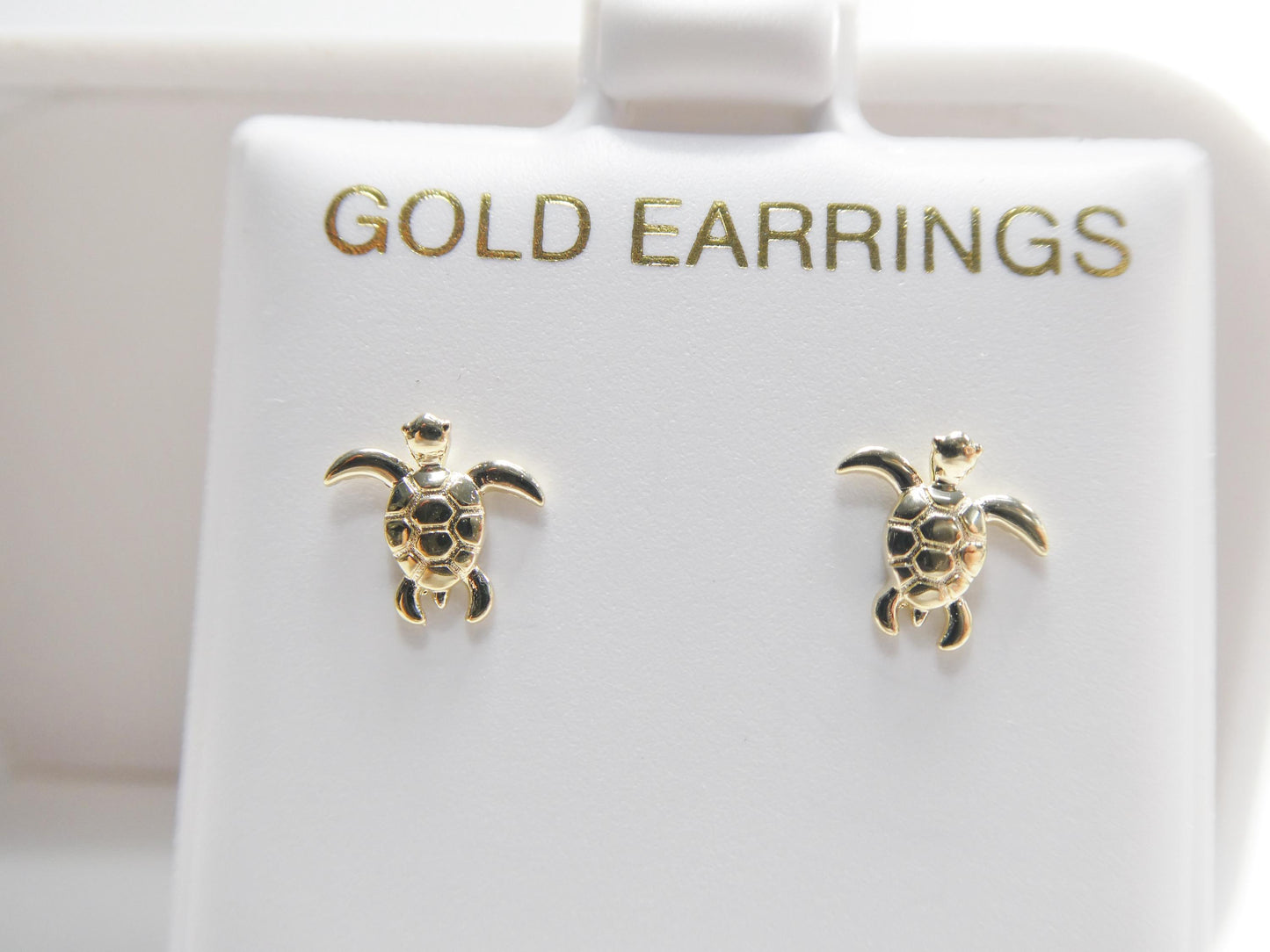 real 10k solid yellow gold turtle screw back post earrings