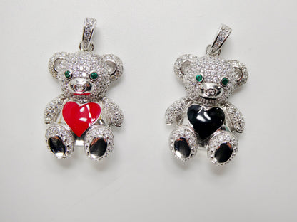 925 Sterling Silver Enamel Color Teddy Bear Pendent Charm