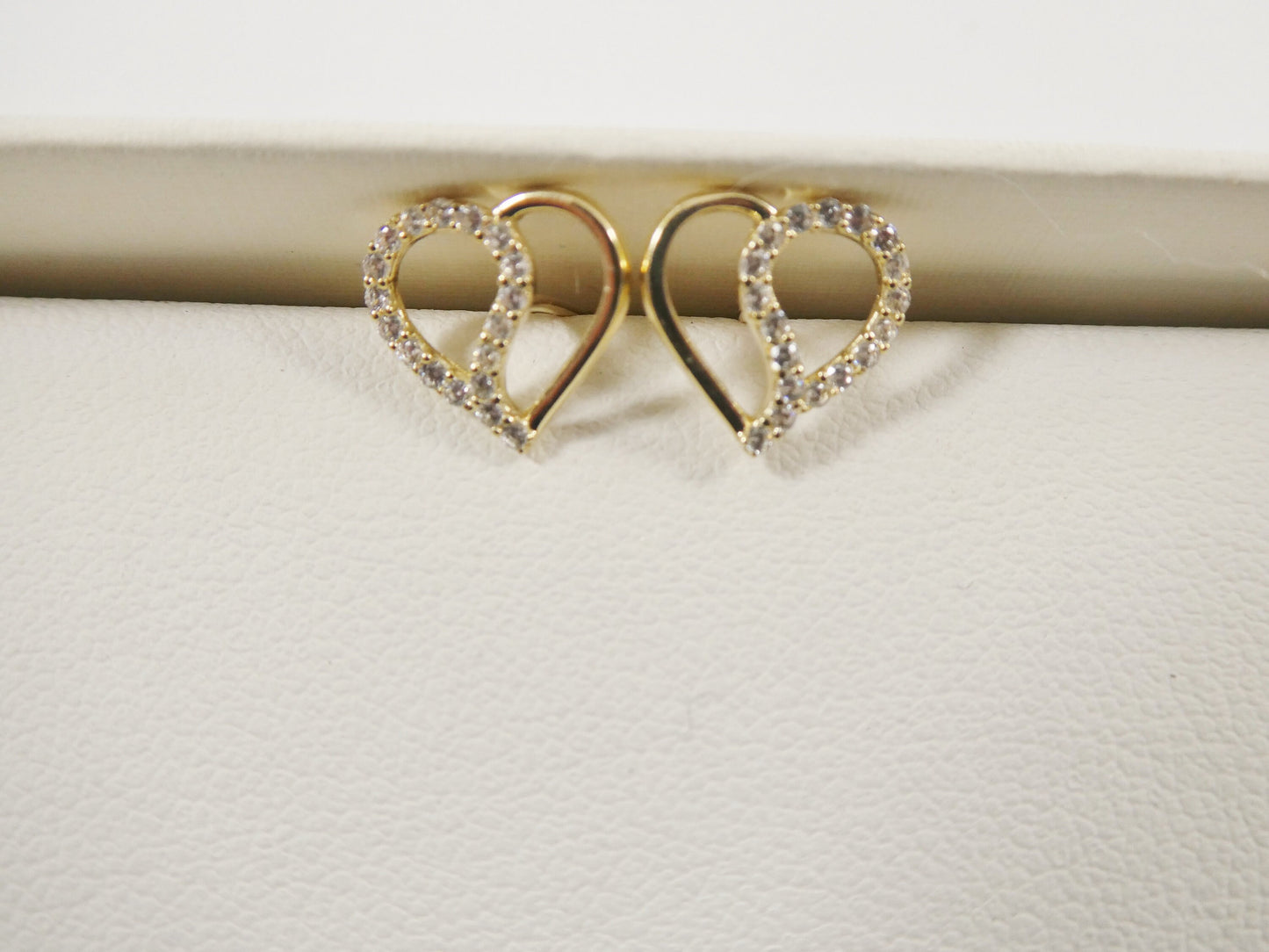 10k real solid gold heart micro fave setting push back earrings