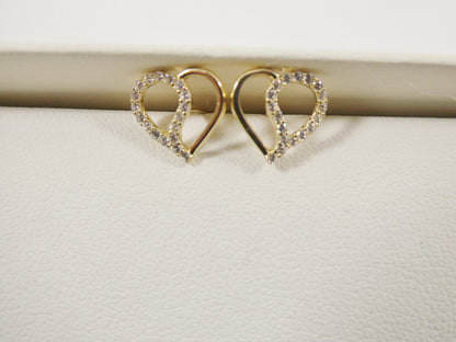 10k Real Solid Gold Heart Micro Fave Setting Push Back Earrings