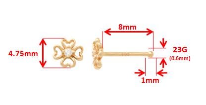 14k Real Solid Yellow Gold Flower Nose Rings