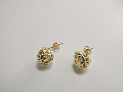 Real 10k Solid Yellow Gold Ball Drop Push Post Earrings