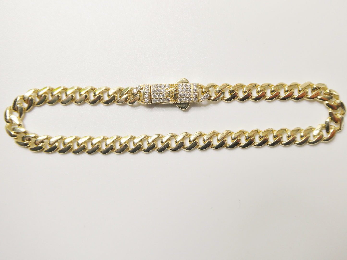 real 10k solid yellow gold 5mm Monaco 7 / 8 inch bracelet