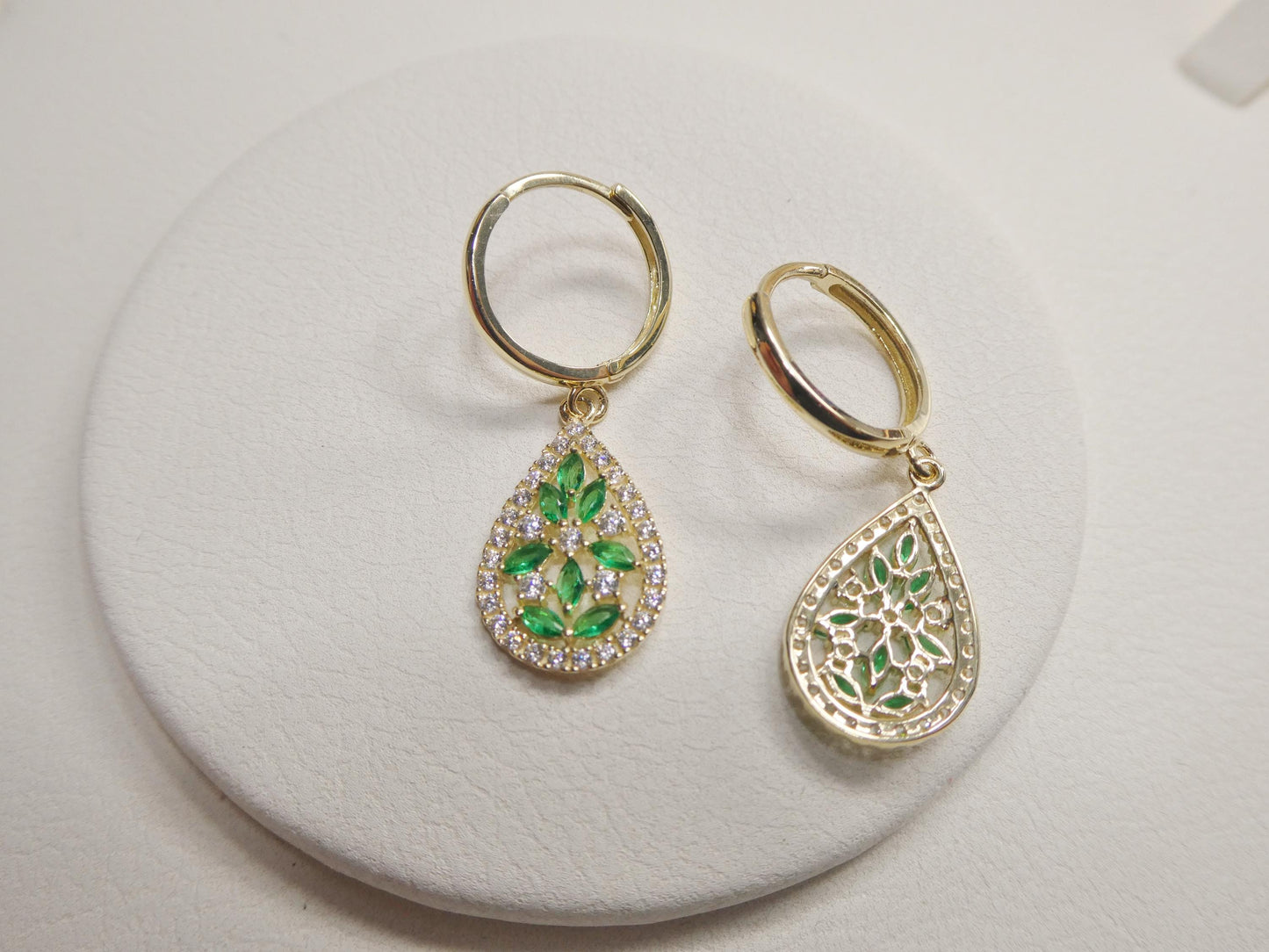 real 10k solid yellow gold designer drop earrings