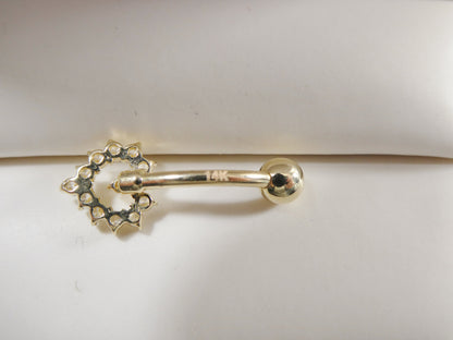 14k Real Solid Yellow Gold Heart Shape Belly Button Ring Piercing