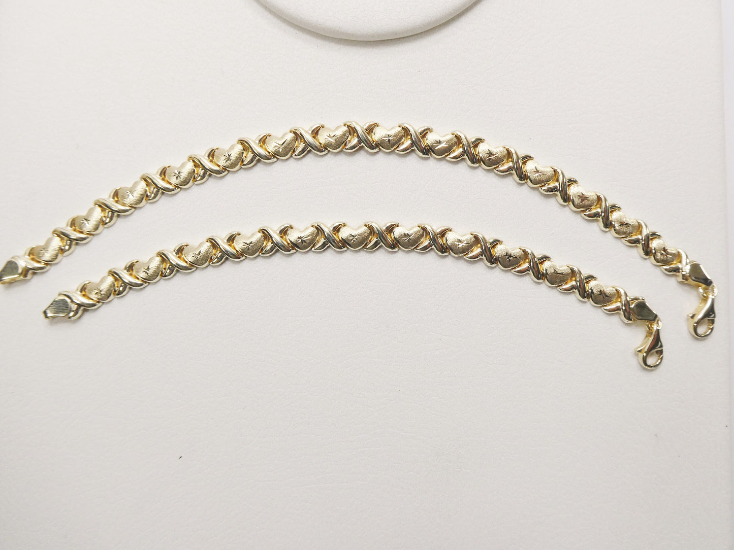 real 10k solid yellow gold 5.5/ 6.5 inch children/women xo heart bracelet