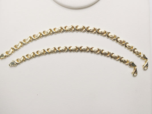 real 10k solid yellow gold 5.5/ 6.5 inch children/women xo heart bracelet