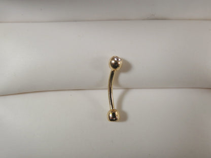 14K Real Solid Yellow Gold White Gold Eyebrow CZ Both Side Curve piercing