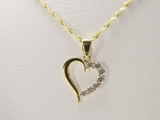 10k real solid yellow gold 16 inch chain and heart pendent set