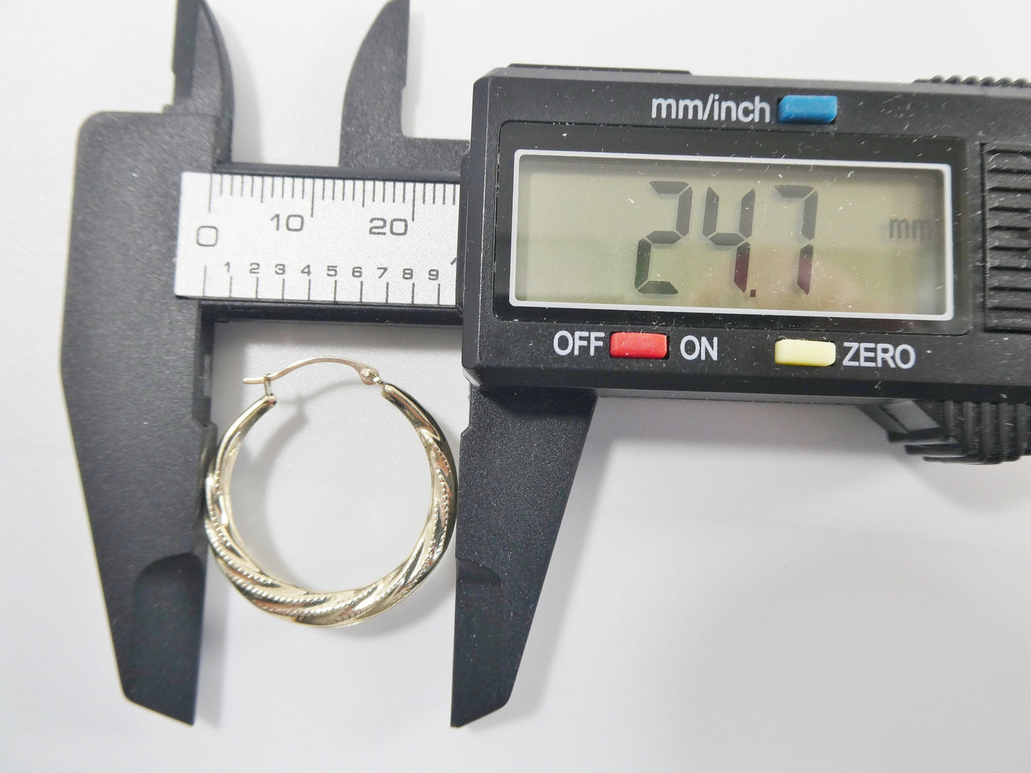 10k real solid yellow gold 24.7mm classic design hoop earrings
