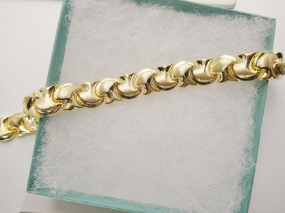 Real 925 Sterling Silver Yellow Color Large Mushroom Bracelet