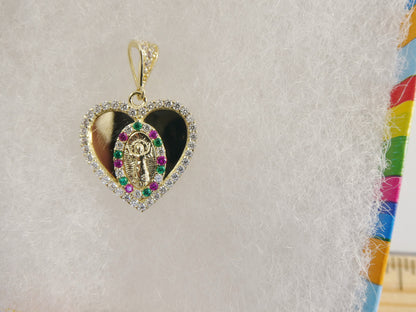 14k real solid yellow gold divino nino heart charm pendent