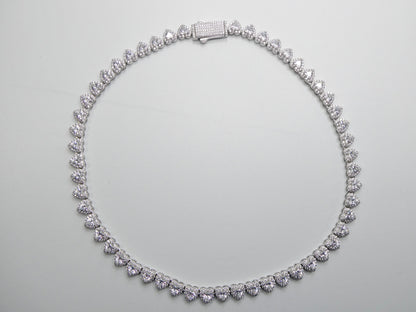 Real  925 Sterling Silver Heart Stone Set Necklace and Bracelet