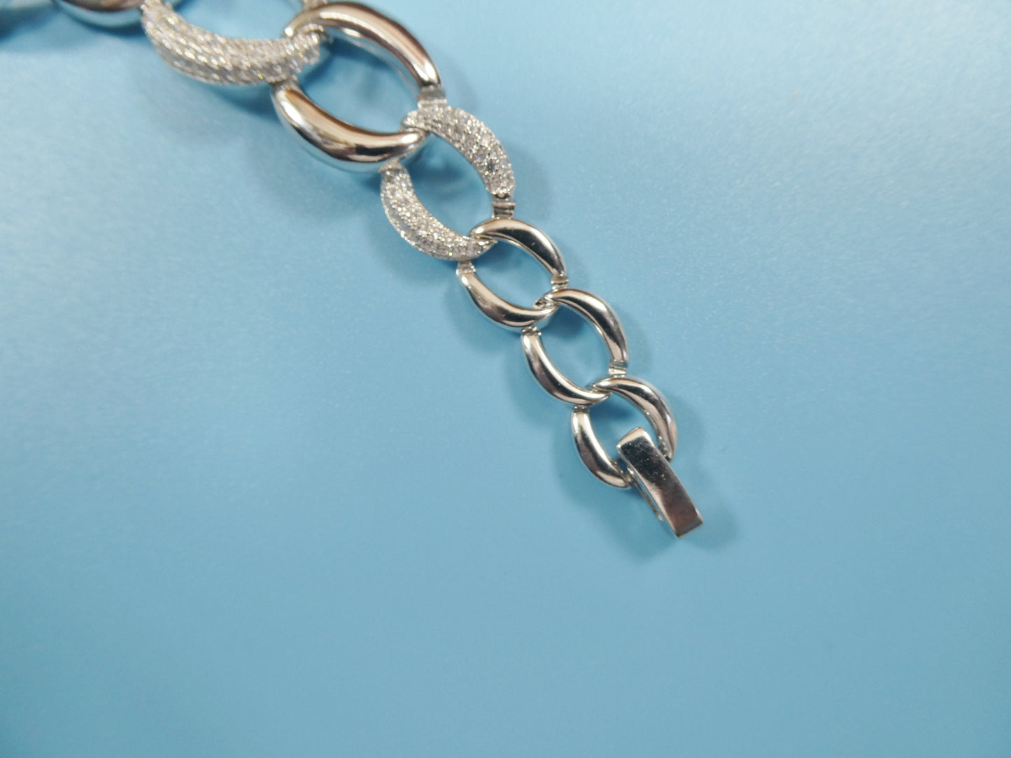 7 inch 14k white gold color tone over real 925 sterling silver fancy curb bracelet