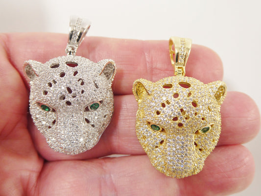 real 925 sterling silver full stone setting large panther pendent