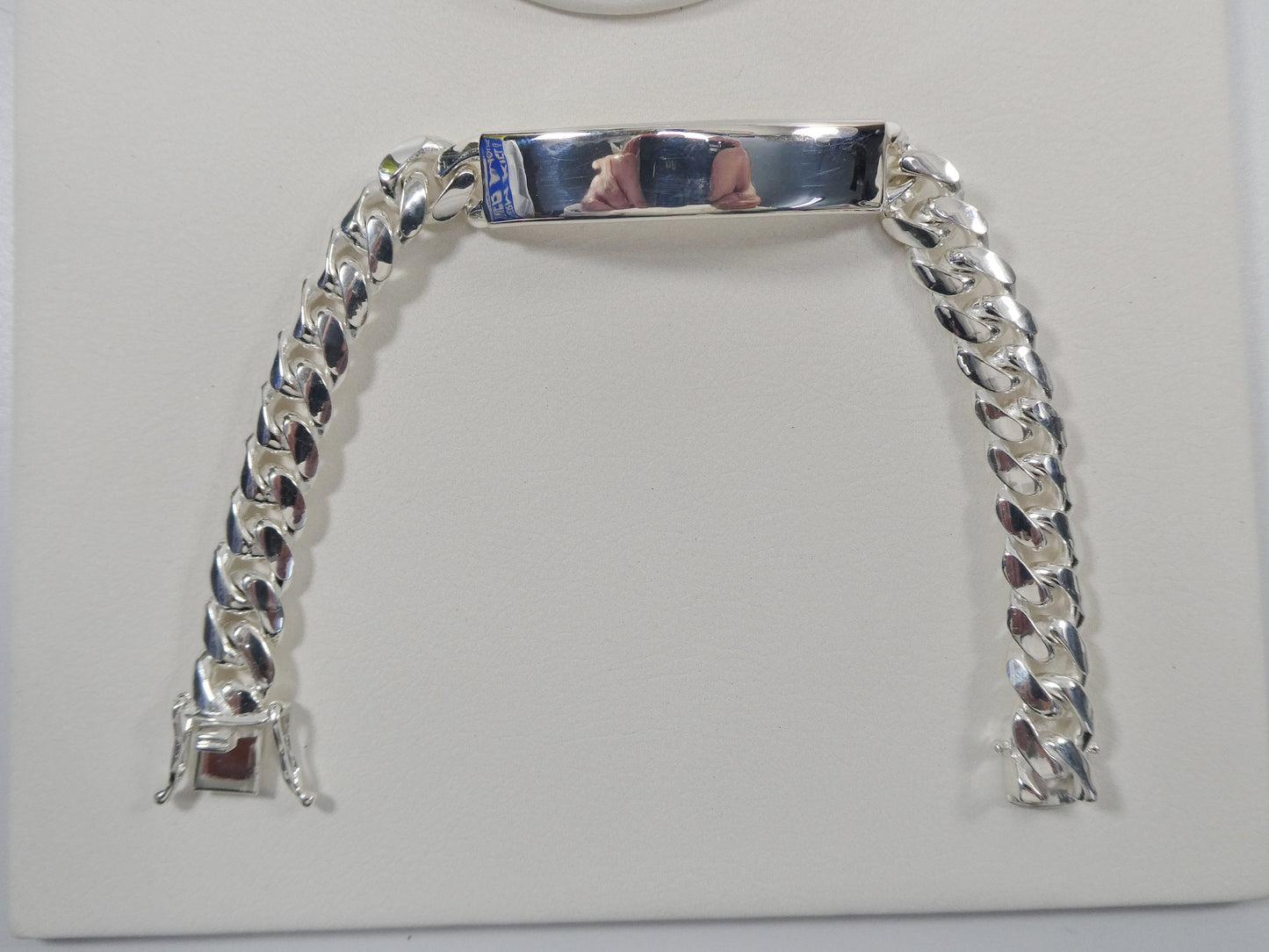 9 inch real 925 sterling silver heavy solid curb men ID bracelet