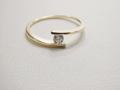 Real 10k Solid Yellow Gold Women's Classic Micro Pave Setting Ring