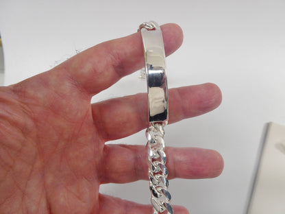 9 Inch Real 925 Sterling Silver Heavy Solid Curb Men ID Bracelet