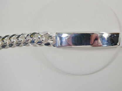9 Inch Real 925 Sterling Silver Heavy Solid Curb Men ID Bracelet