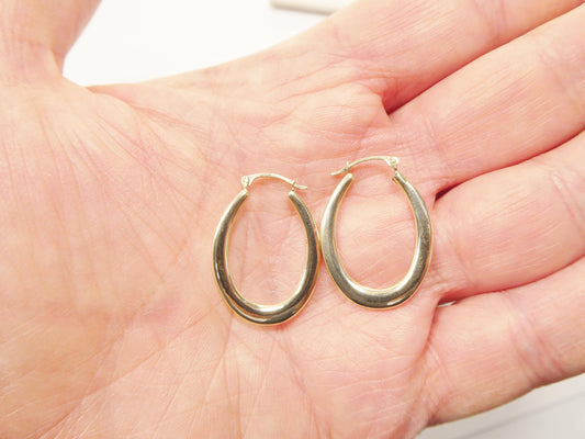 10k real solid yellow gold classic design polish hoop earrings