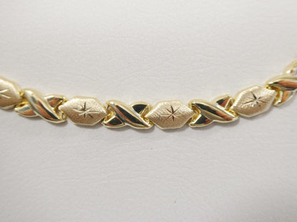 Real 925 Sterling Silver XOXO Hugs and Kisses Necklace 14k Yellow Gold Finish
