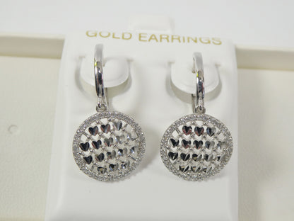 10k Real Solid Yellow Gold Circle Drop All Tiny Heart Huggie Earrings