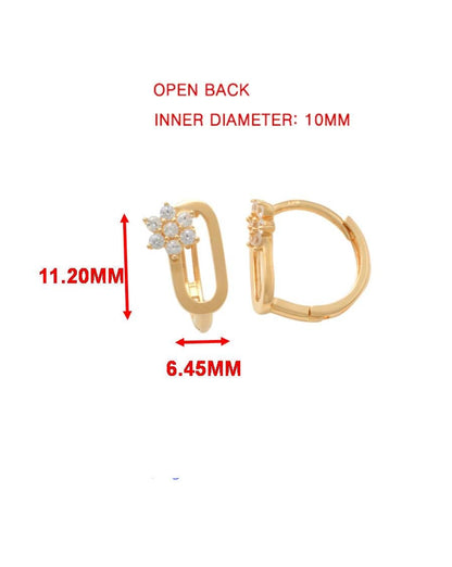 Real 10k Solid Yellow Gold Paperclip Hoop Huggie Earrings
