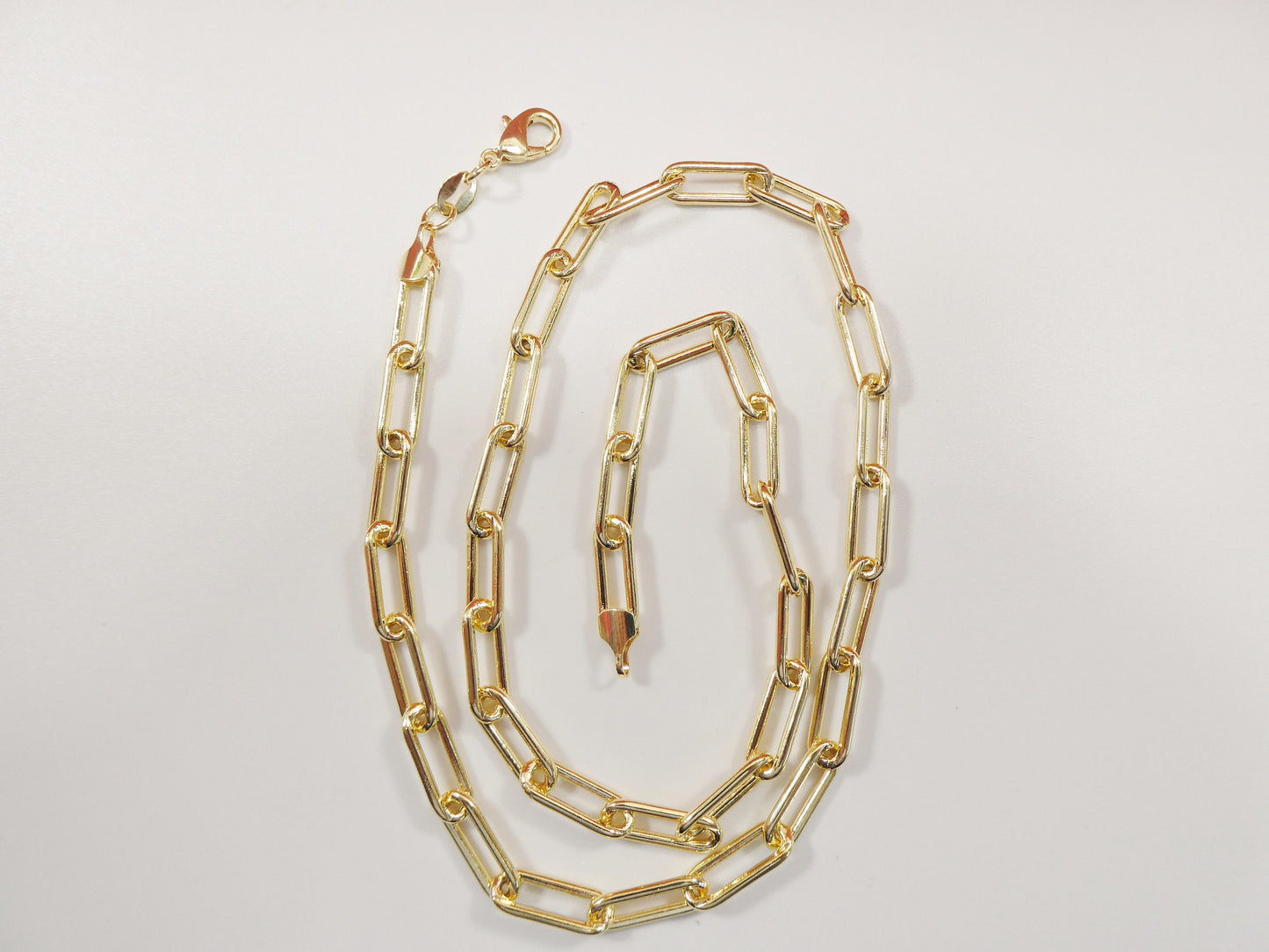 5mm 18k gold filled paper clip chain necklace 16"-18'-20"